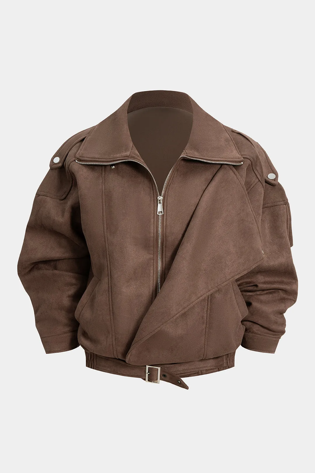 Suede Asymmetrical Zipper Jacket sold by Micas