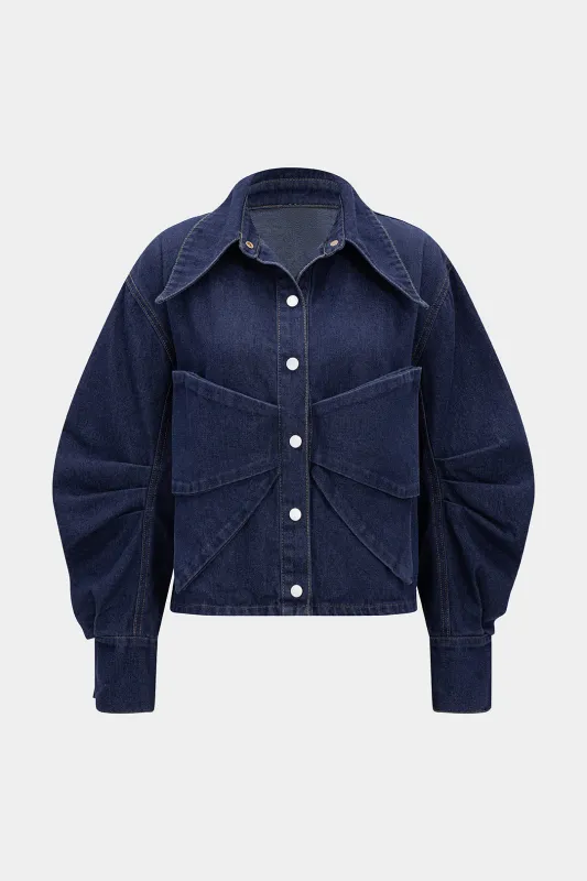 Denim Bow Ruched Outerwear sold by Micas