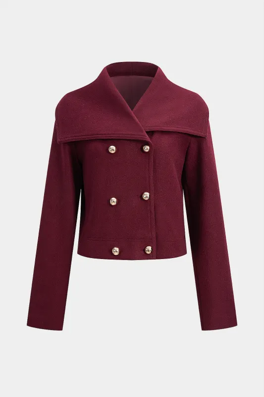 Woolen Textured Button Double Breasted Coat sold by Micas