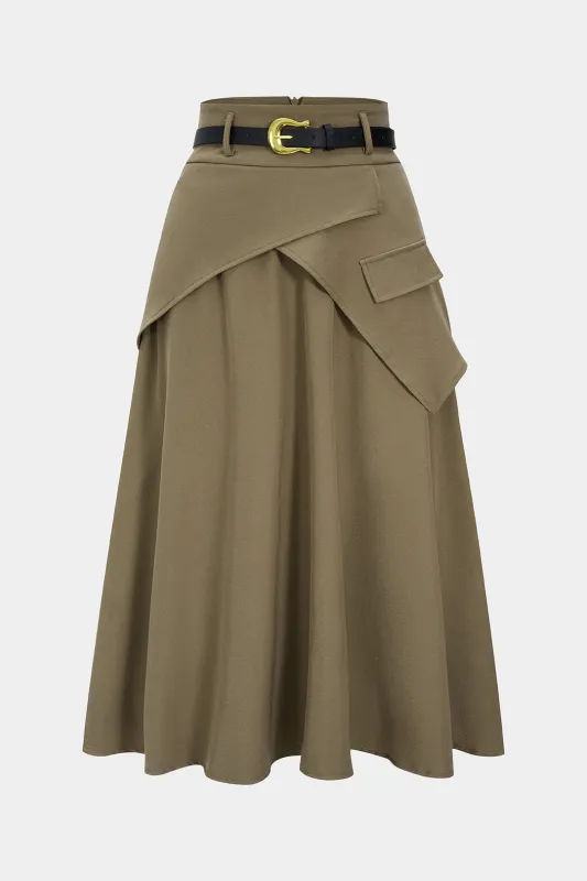 Plus Size High Waist Belted Skirt sold by Micas