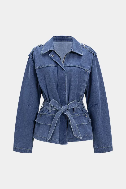 Denim Belted Outerwear sold by Micas