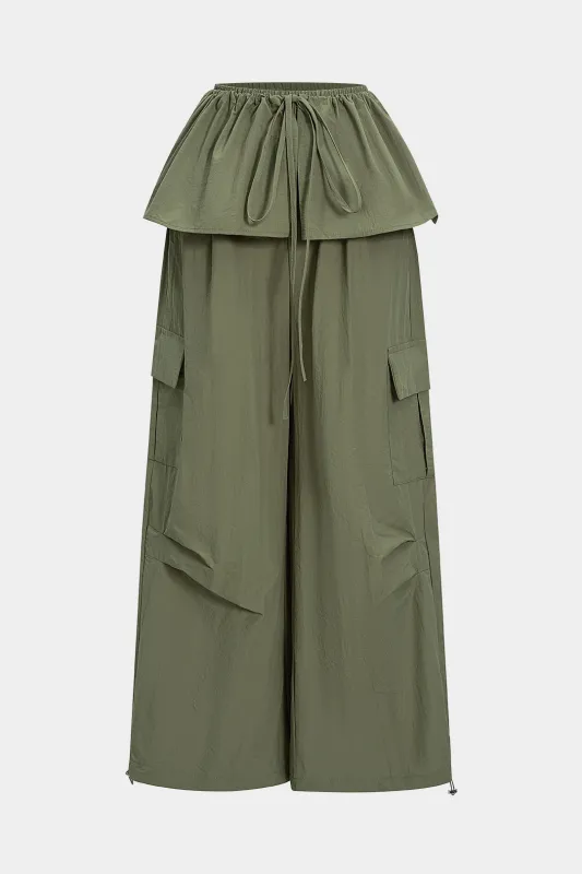 Ruched Drawstring Pocket Pants sold by Micas