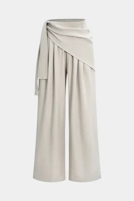 Asymmetrical Ruched Wide Leg Pants sold by Micas