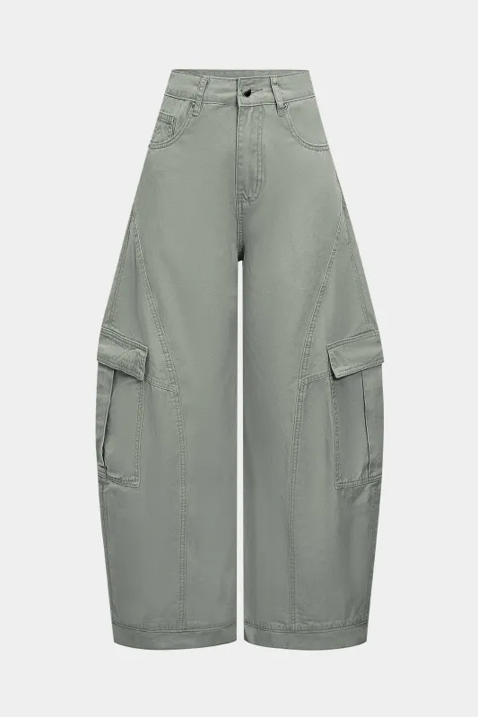Pocket Wide Leg Barrel Trousers sold by Micas