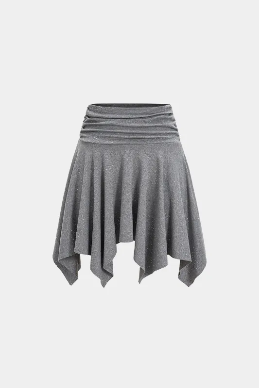 Sequin Irregular  Ruched Skirt made by Micas