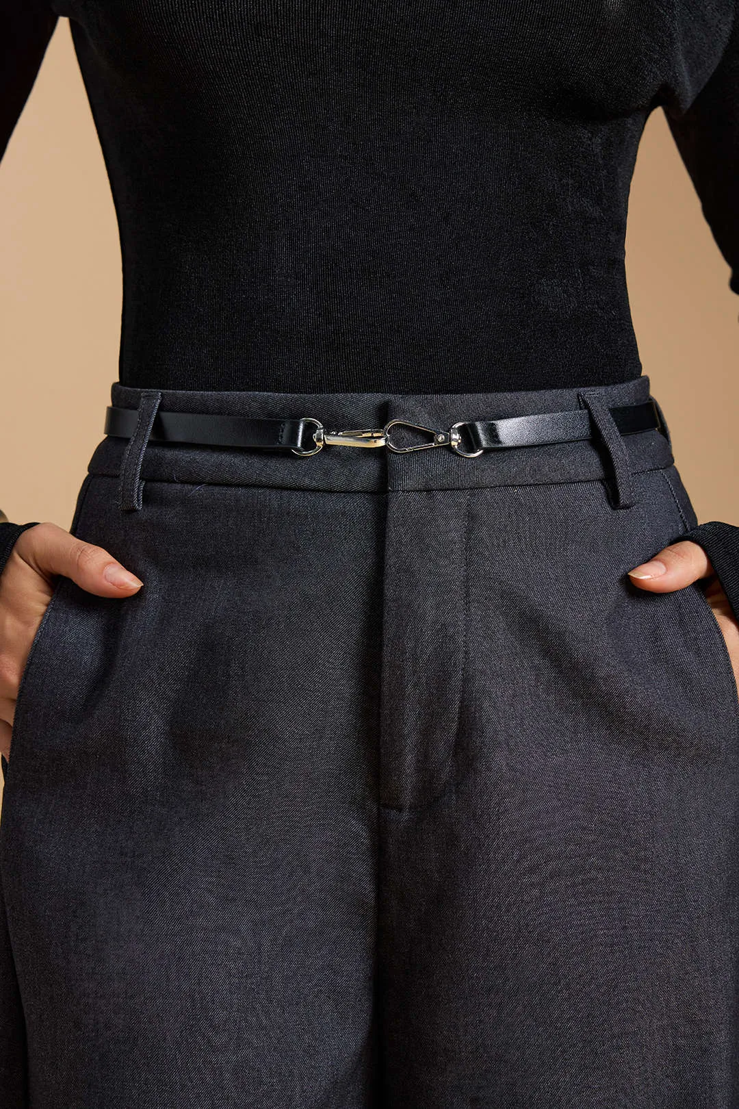 Zipper Belted Wide Leg Trousers sold by Micas product image thumbnail 4