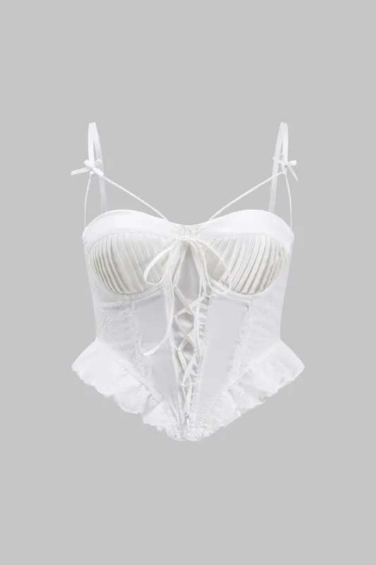 Pleated Patchwork Strappy Slip Cami Top sold by Micas