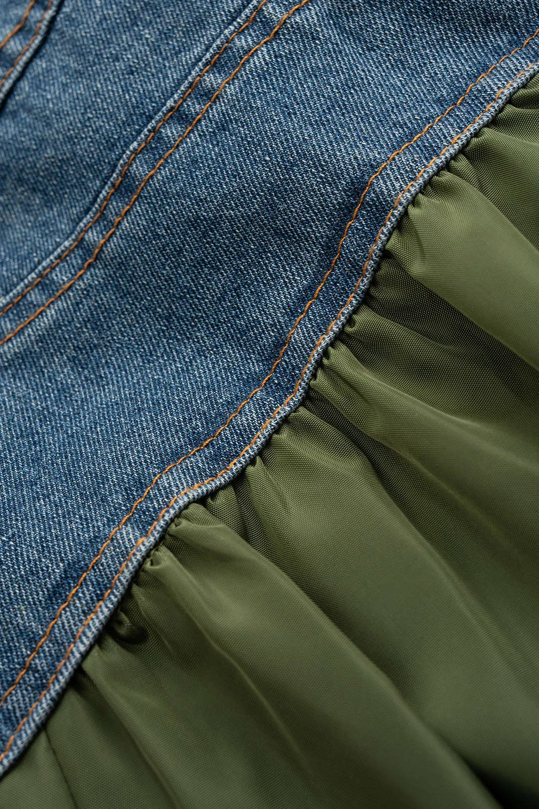 Denim Patchwork Zipper Jacket sold by Micas product image thumbnail 5