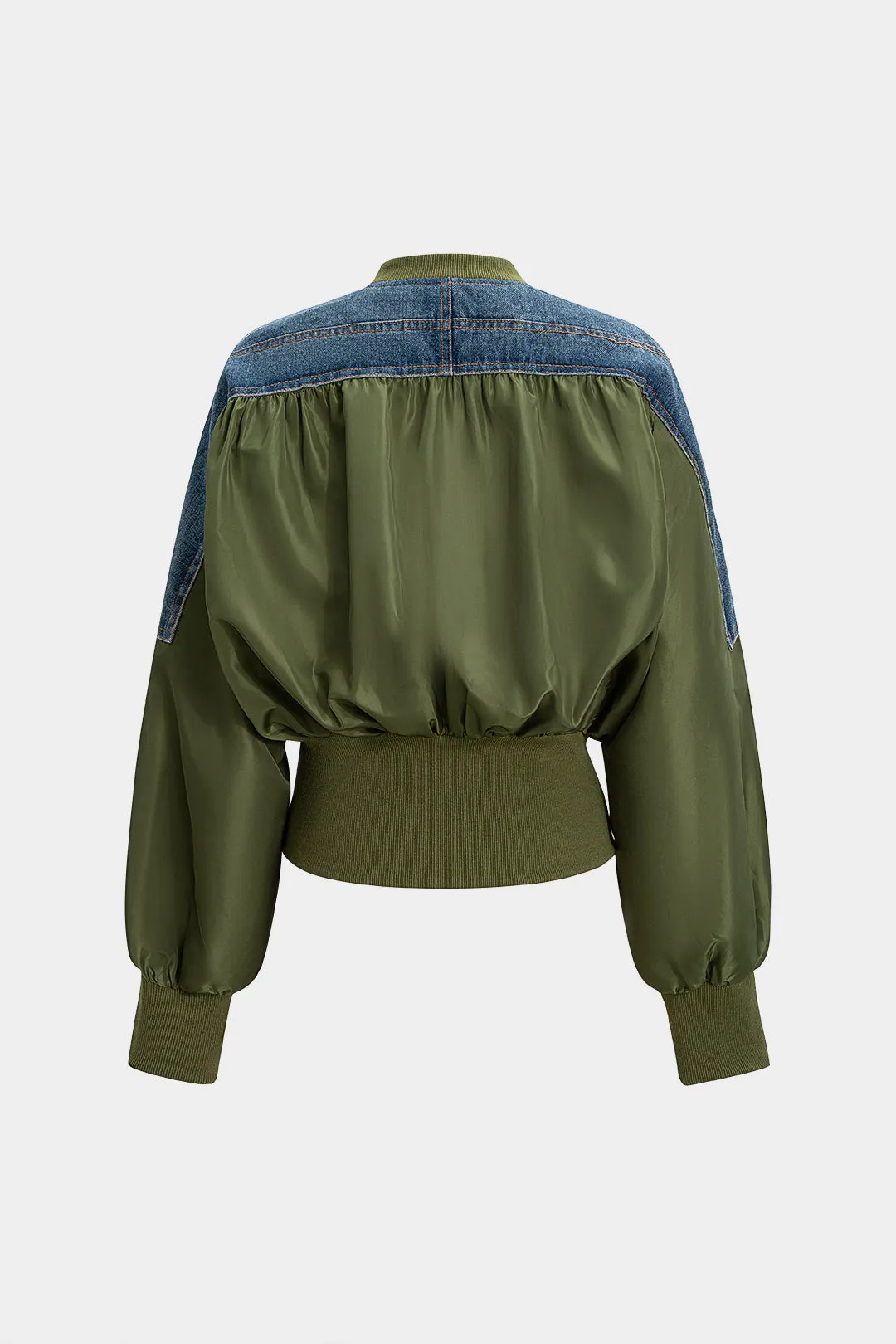 Denim Patchwork Zipper Jacket sold by Micas product image thumbnail 3