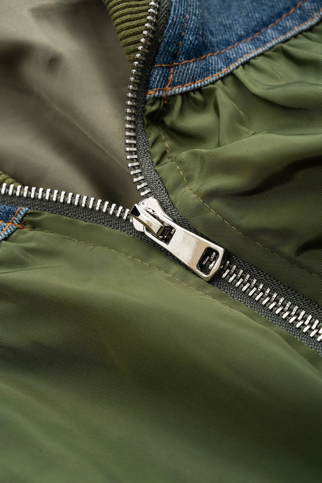 Denim Patchwork Zipper Jacket sold by Micas product image thumbnail 4