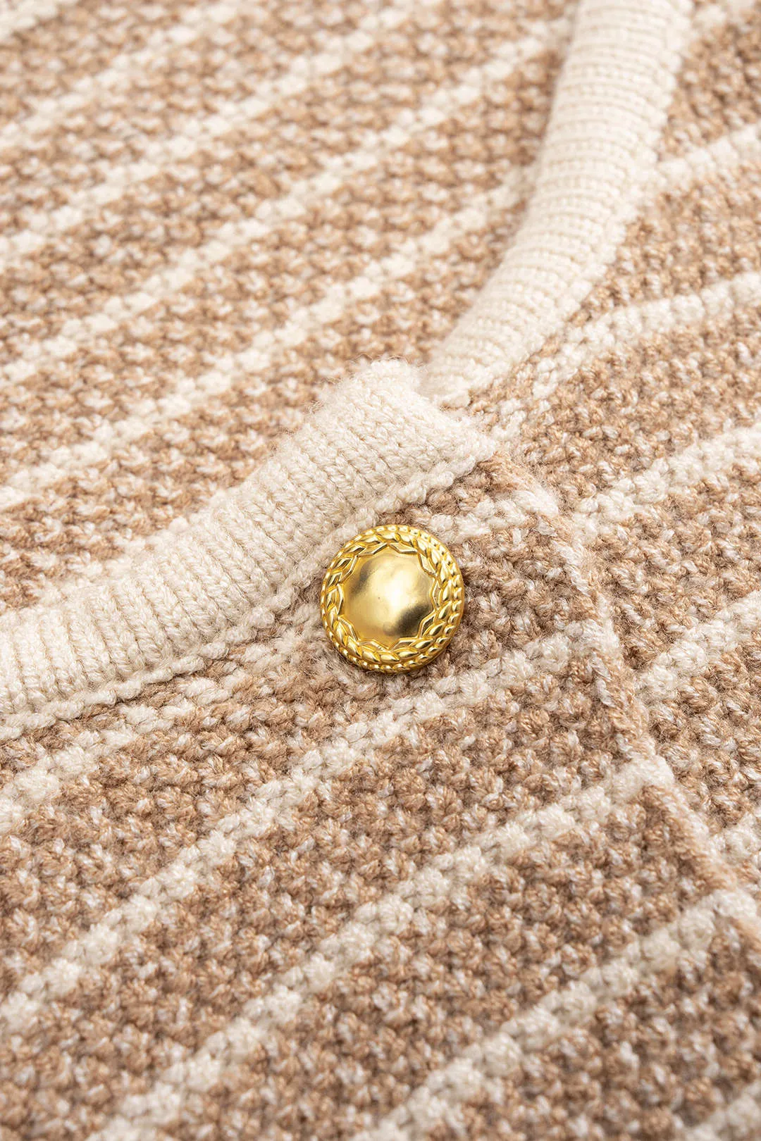 Knit Stripes Print Button Long-Sleeve Top And Mini Skirt Set sold by Micas product image thumbnail 4