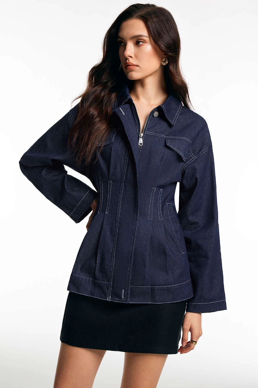 Denim Pleated Outerwear sold by Micas product image thumbnail 3