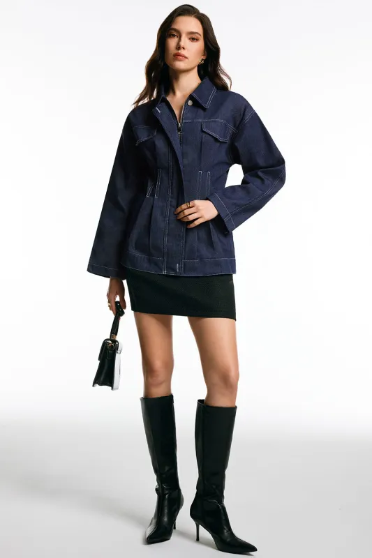 Denim Pleated Outerwear sold by Micas