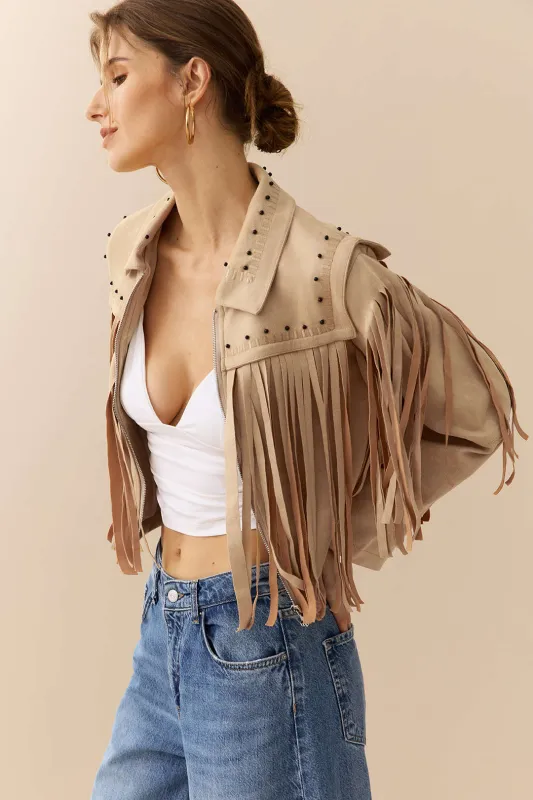 Suede Zipper Fringe Jacket sold by Micas