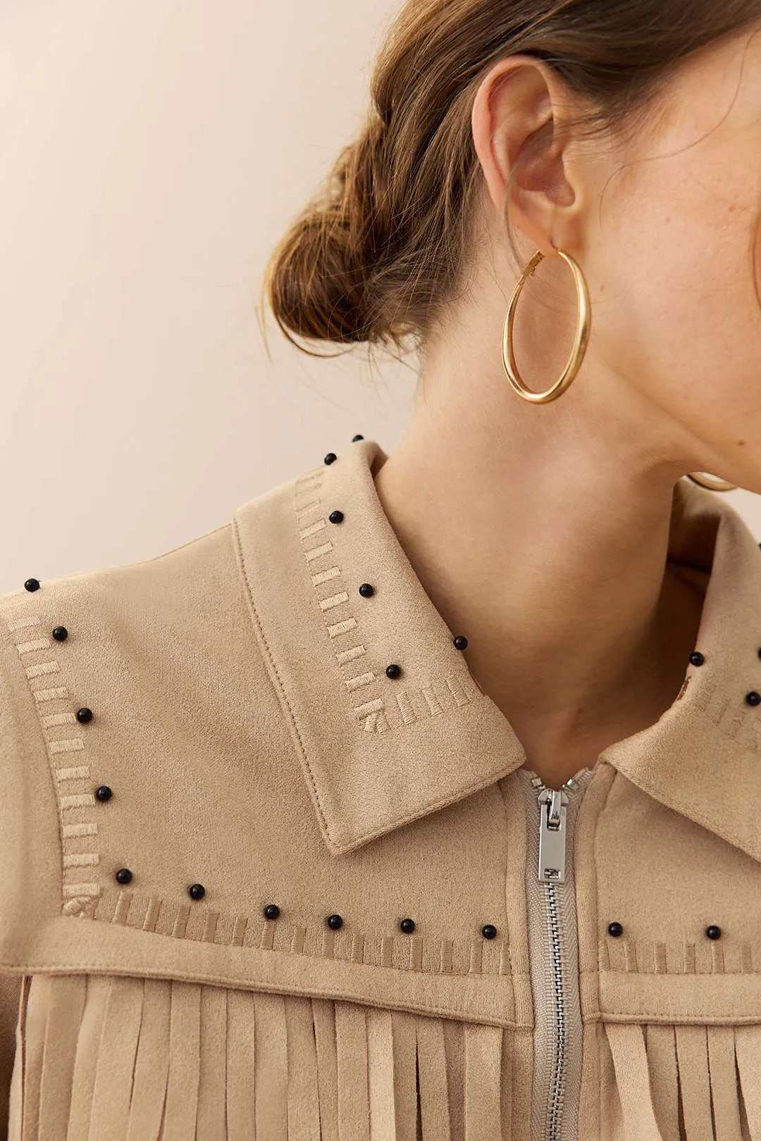 Suede Zipper Fringe Jacket sold by Micas product image thumbnail 5