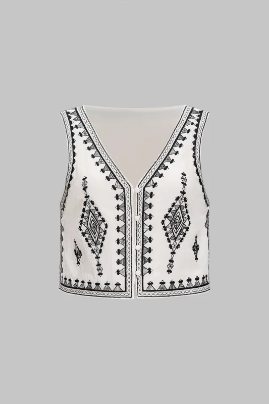 V-Neck Embroidery Tank Top sold by Micas