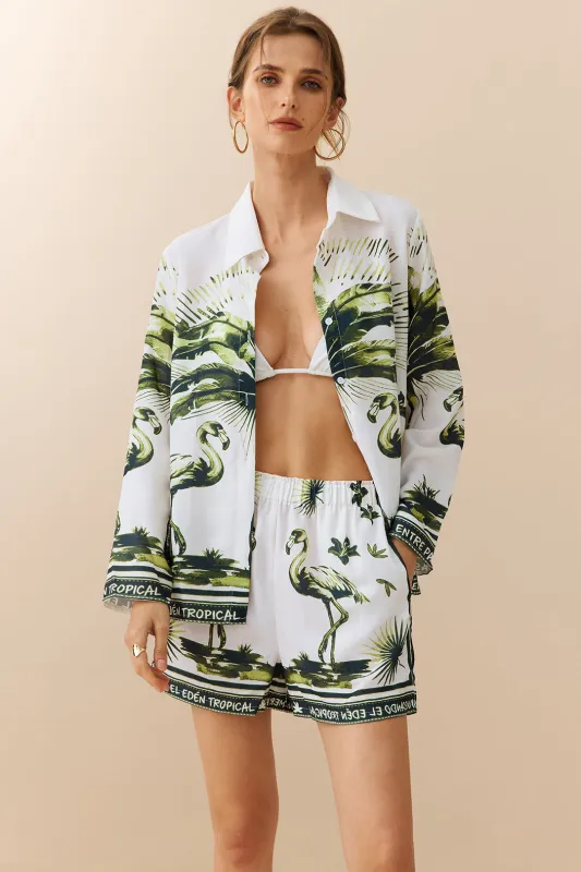 Floral Print Button Long-Sleeve Shirt sold by Micas