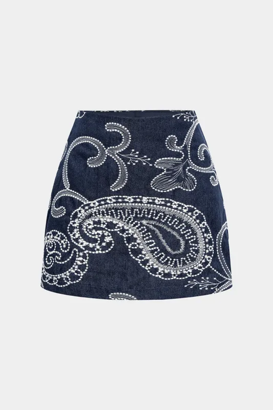 Embroidery Print Ruched Skort sold by Micas