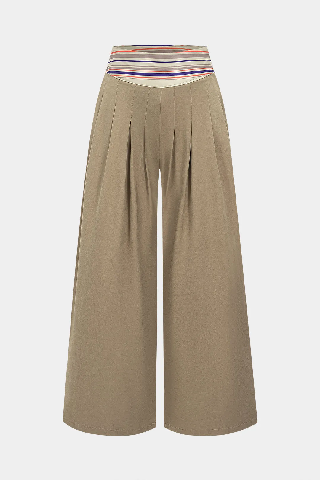 Striped Print Pleated Wide Leg Trousers sold by Micas