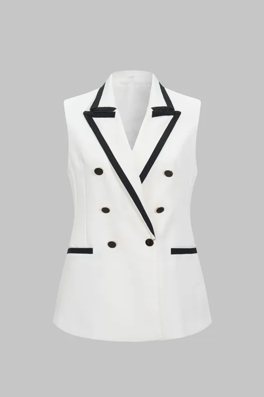 Contrast Pipiing Fake Pockets Button Detail Vest sold by Micas
