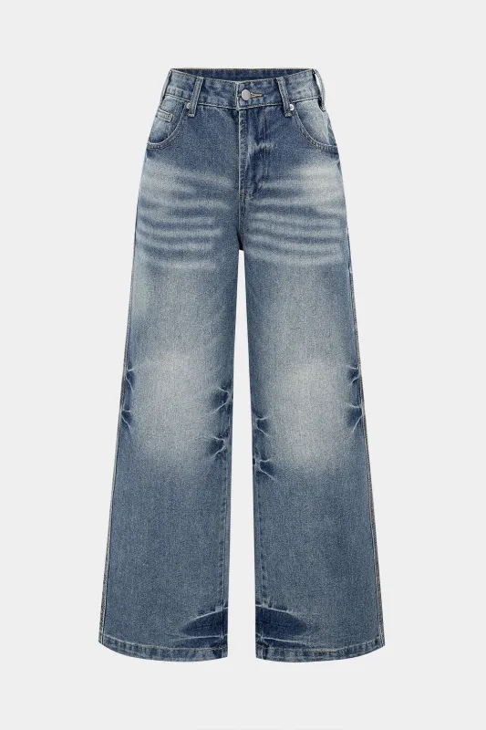 Denim Straight Leg Jeans sold by Micas