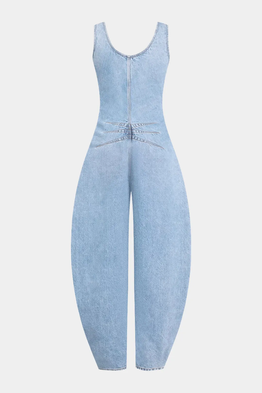 Denim Round Neck Pocket Sleeveless Jumpsuit sold by Micas product image thumbnail 2