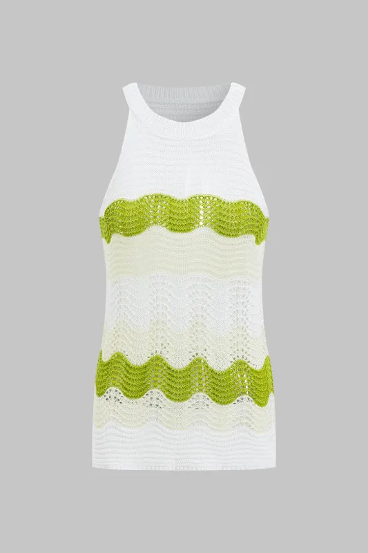 Contrast Hollow Out Tank Top sold by Micas