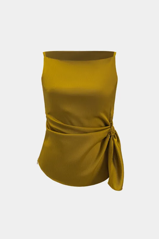 Satin Ruched Twist Knot Tank Top sold by Micas