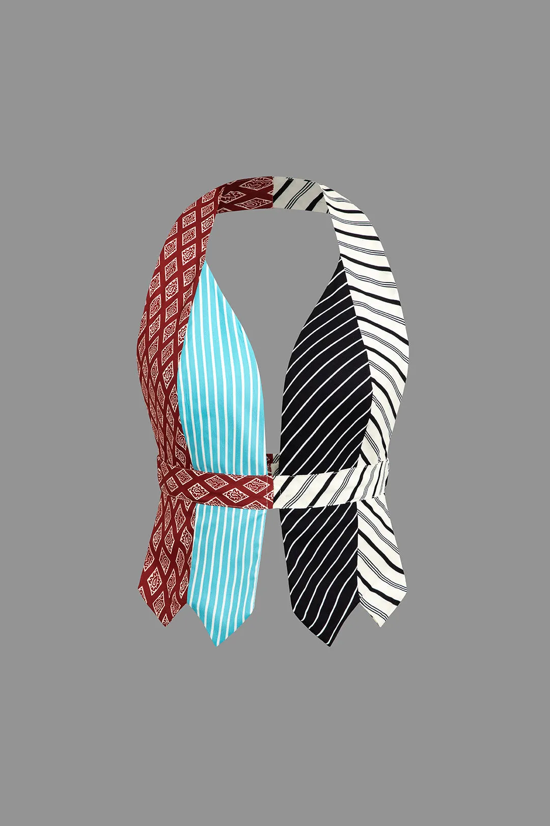 Contrast Halter Neck Backless Tank Top sold by Micas