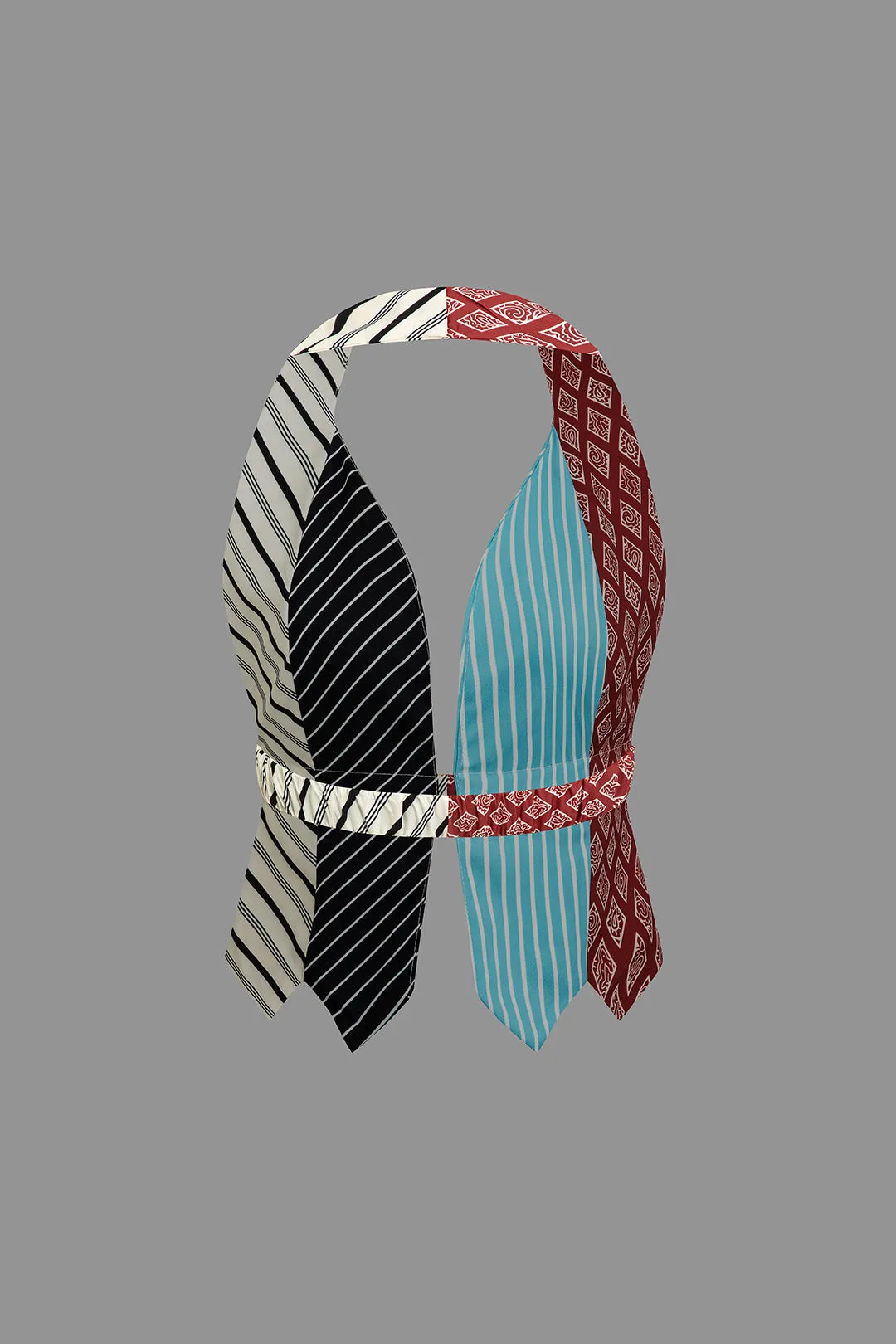 Contrast Halter Neck Backless Tank Top sold by Micas product image thumbnail 2