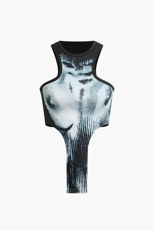 Abstract Color Block Print Round Neck Tank Top sold by Micas