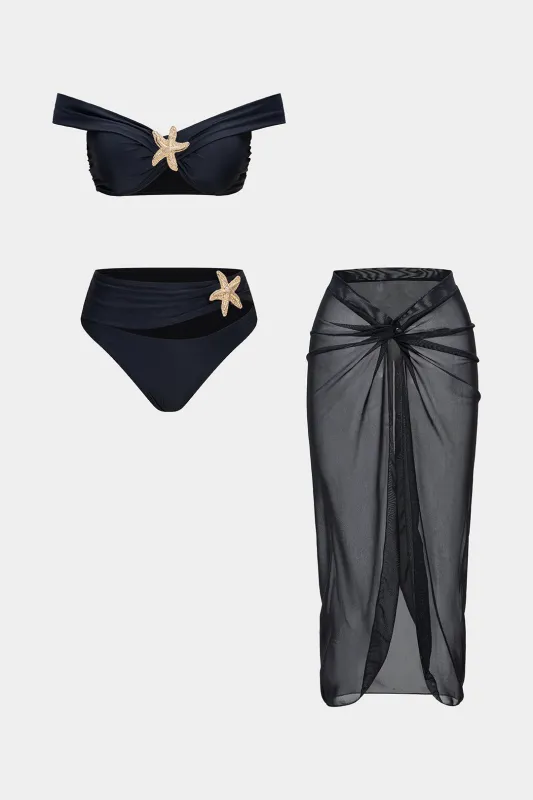 Metallic Cut Out Ruched Bikini Set sold by Micas