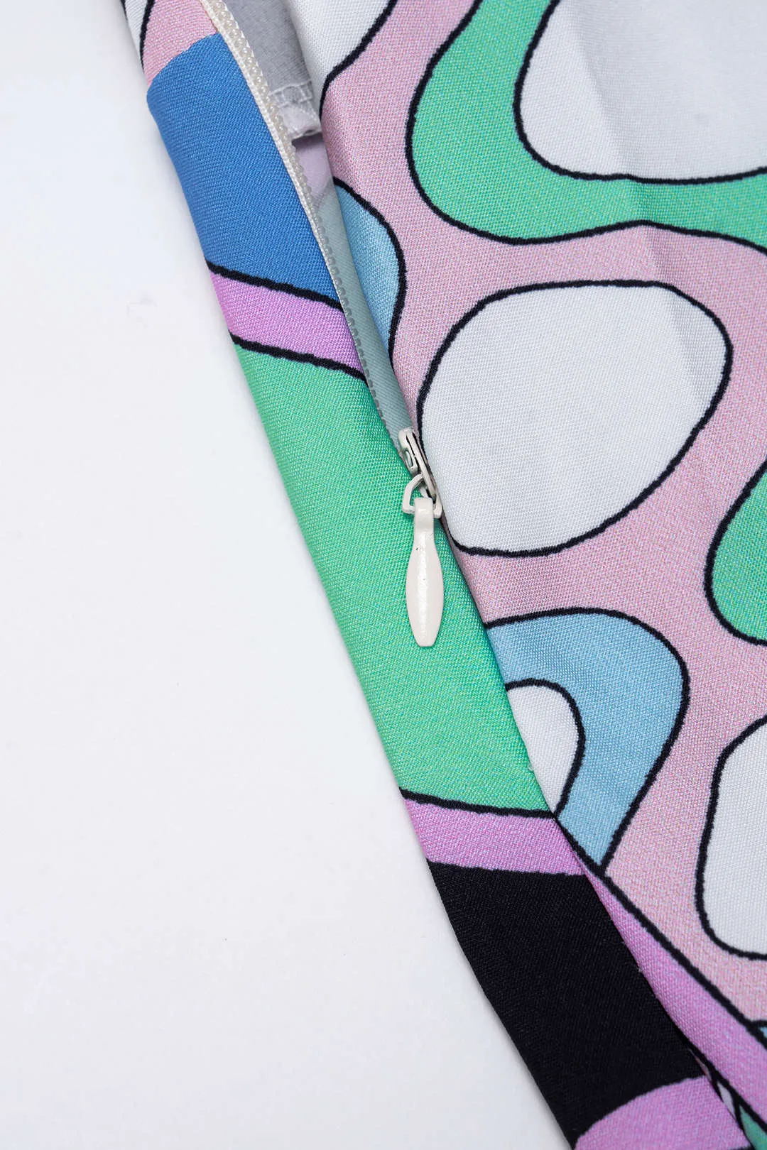 Geometric Print Satin Long Sleeve Shirt And Skirt Set sold by Micas product image thumbnail 4