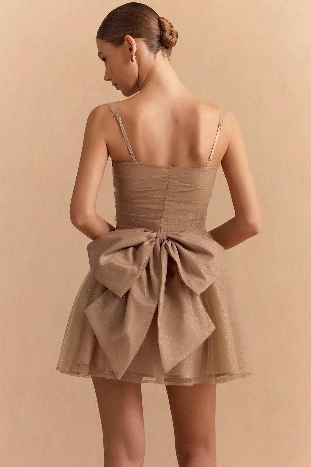 Chiffon Patchwork Bow Butterfly Ruched Slip Sleeveless Mini Dress sold by Micas product image thumbnail 2