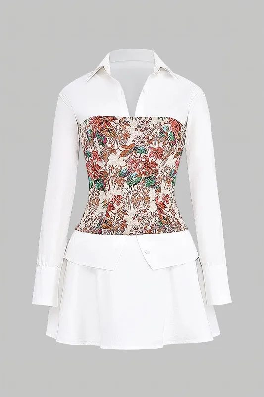 Patchwork V-Neck Long Sleeve Mini Dress sold by Micas