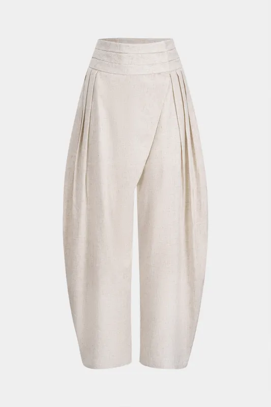 Linen Pleated Asymmetrical High Waist Pants sold by Micas