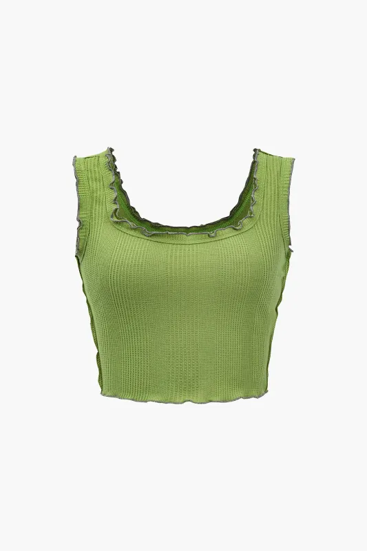 Solid Scallop Edge Tank Top sold by Micas