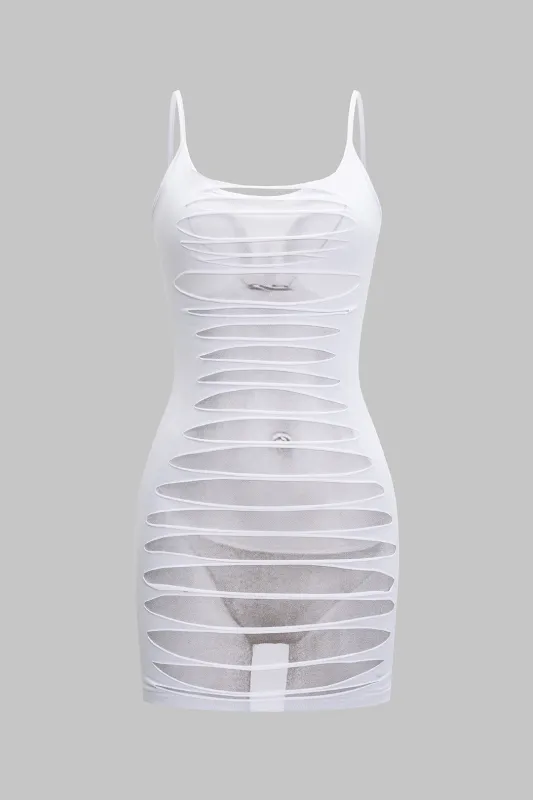 Illusion Pattern Print Cut Out Sleeveless Mini Dress sold by Micas