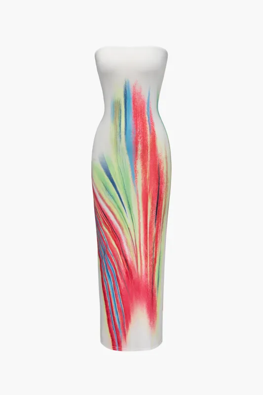 Paint Splatter Print Sleeveless Midi Dress sold by Micas