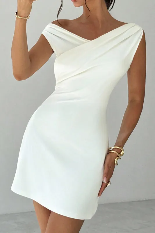 Crossed V-Neck Ruched Sleeveless Mini Dress sold by Micas