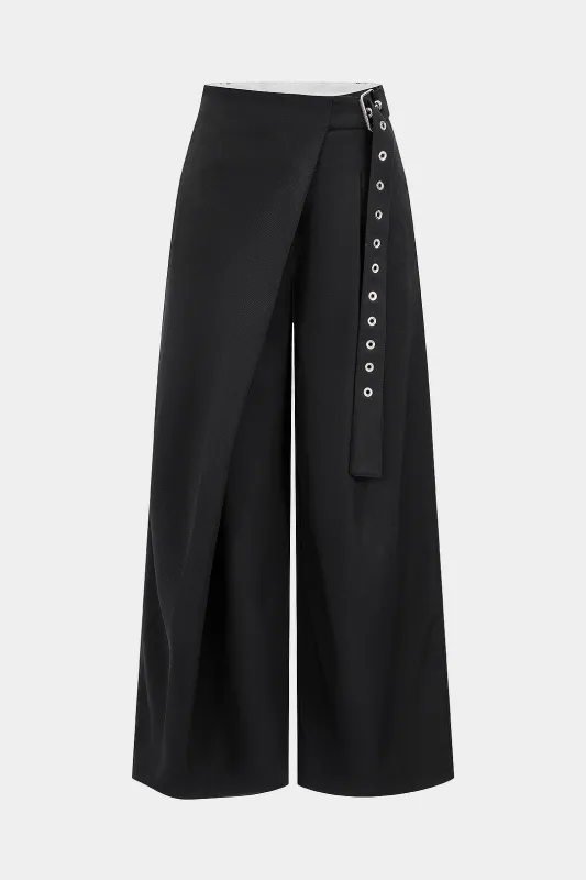 Belted Asymmetrical Straight Leg Pants sold by Micas
