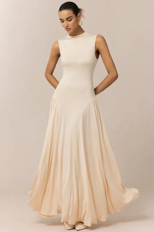 Mock Neck Ruched Sleeveless Maxi Dress sold by Micas