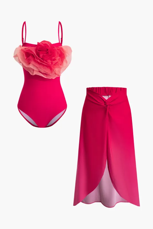 3D Flower Decor Asymmetrical Ruched Bikini Set sold by Micas