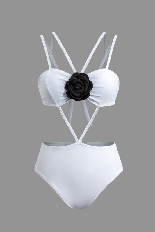 3D Flower Decor Tie Up Bikini Set sold by Micas