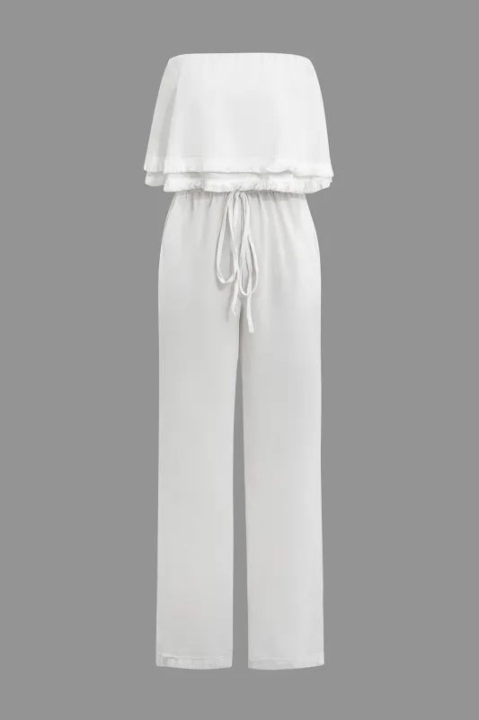 Ruched Ruffle Straight Leg Jumpsuit sold by Micas