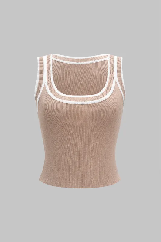 Contrast U-Neck Sleeveless Tank Top sold by Micas