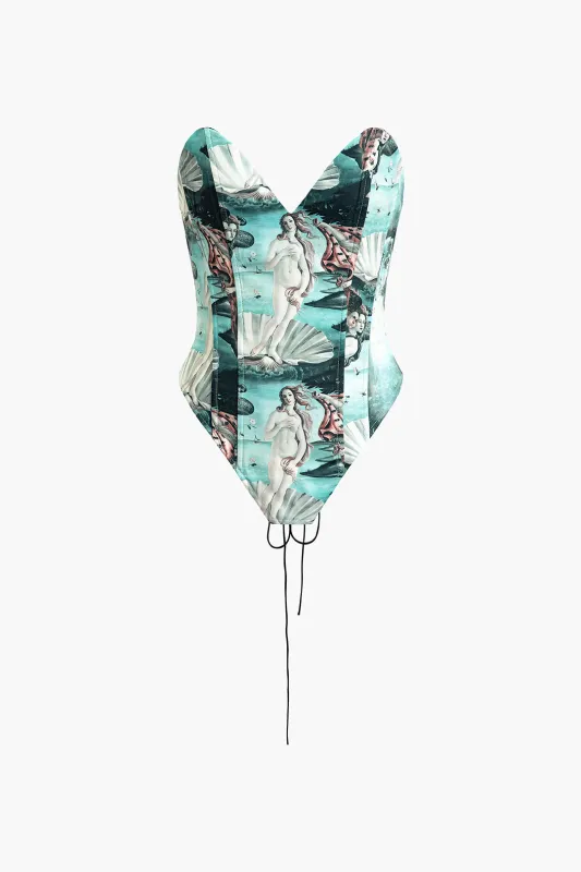 Shell Print Tie Up Sleeveless Bodysuit sold by Micas