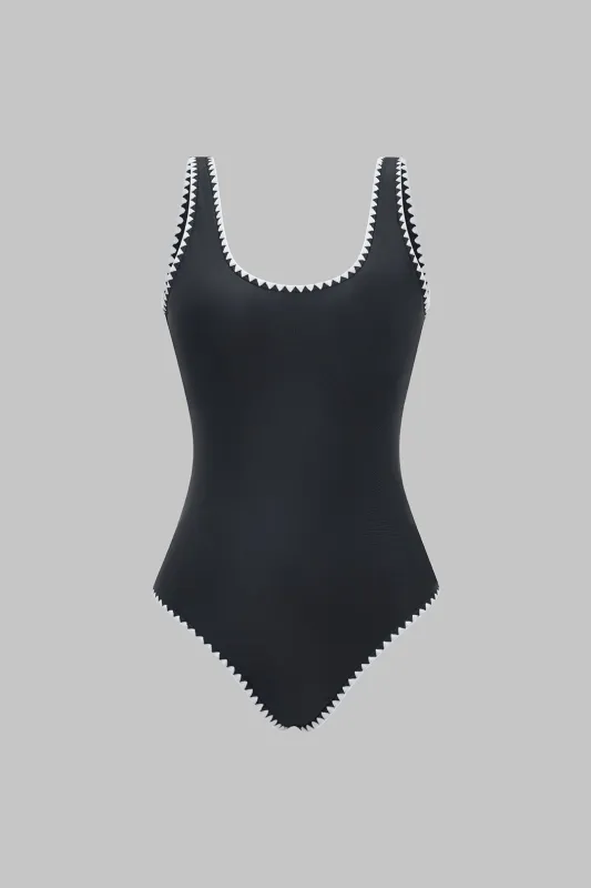Contrast Backless One-Piece Swimsuit sold by Micas