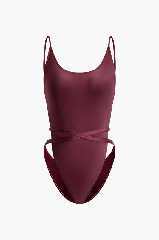 Crossed Tie-Up Backless Swimsuit sold by Micas