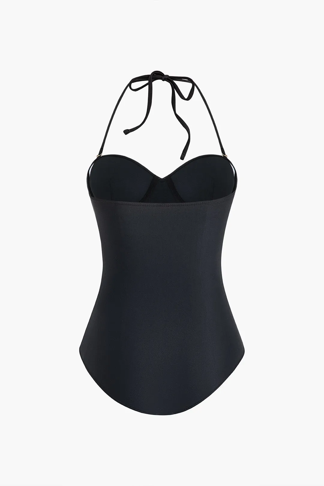 Contrast Print Halter Neck Tie Up One-Piece Swimsuit sold by Micas product image thumbnail 2